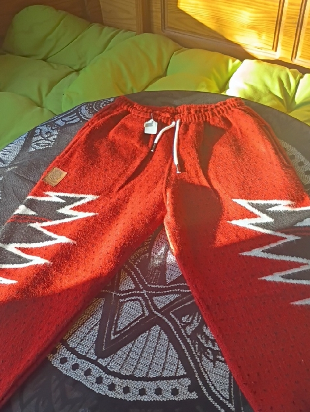 Handmade Imported Alpaca Wool Feel Sweatpants w/ Lightning Bolts & Stealie